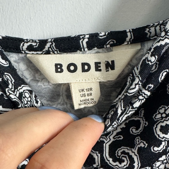 Boden Sweetheart Mini Dress Black White Swirl Swig Size 8 - Picture 5 of 10